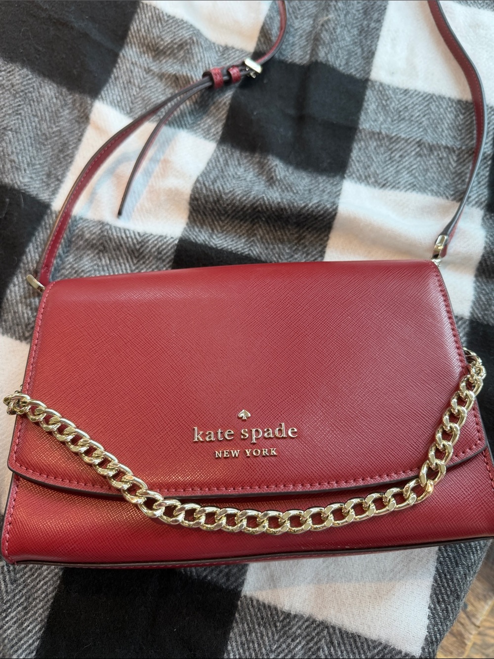kate spade red leather chain-strap crossbody - Picture 5 of 5